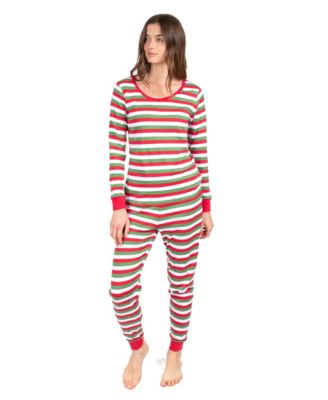 Women's Two Piece Cotton Striped Holiday Pajamas