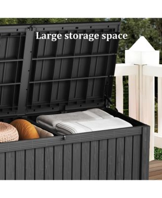 180 gal Patio Waterproof Resin Deck Box Lockable Outdoor Storage Garden Tools