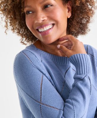 Petite Pointelle Boat Neck Sweater, Macy's Exclusive