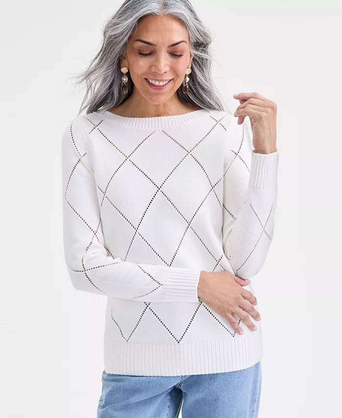 Women's Pointelle Boat-Neck Sweater - thumbnail 7