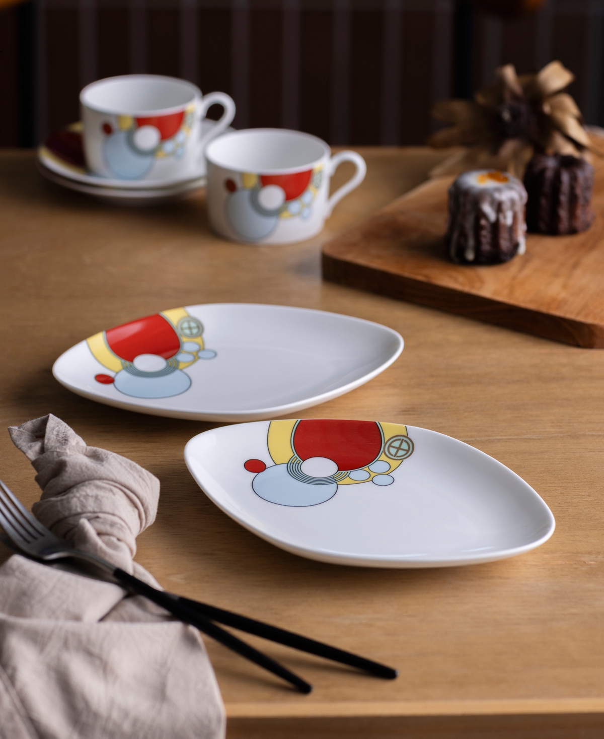 Noritake Frank Lloyd Wright Imperial Cabaret Set of 2 Diamond Shaped Plates, 7.75"