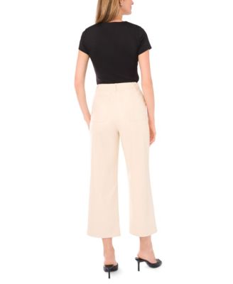 Women's Cropped Front Pocket Mid Rise Pants