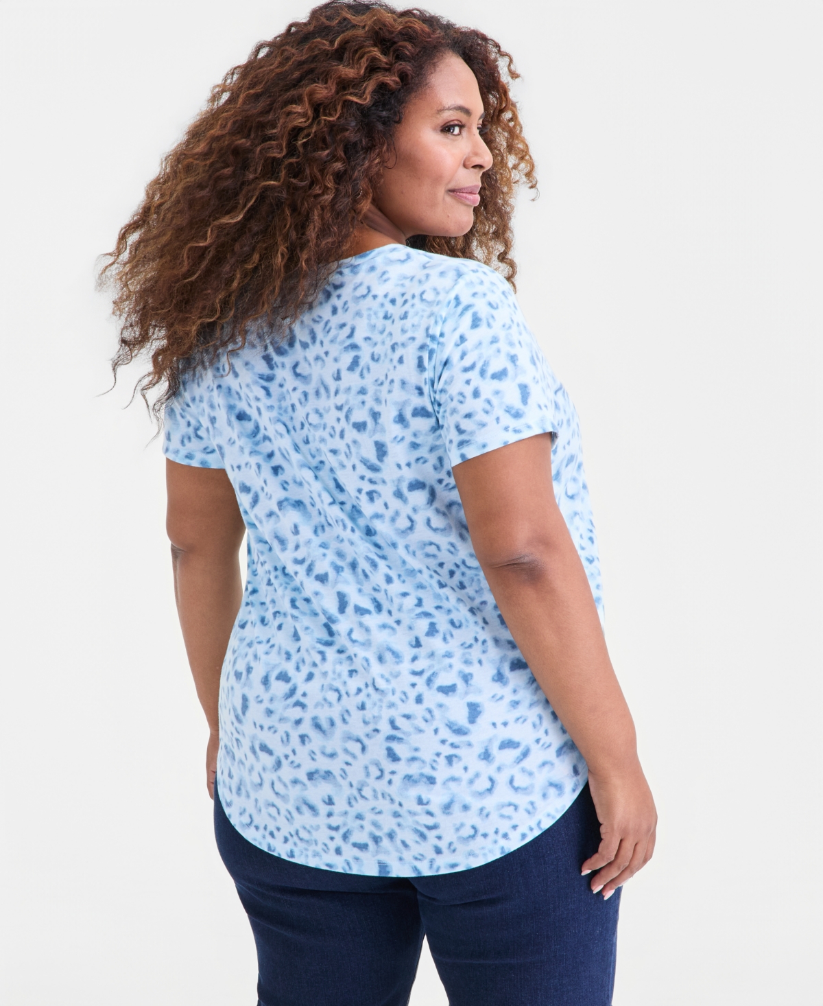 Style & Co Plus Size Perfect V-neck T-shirt, Macy's Exclusive In Blue