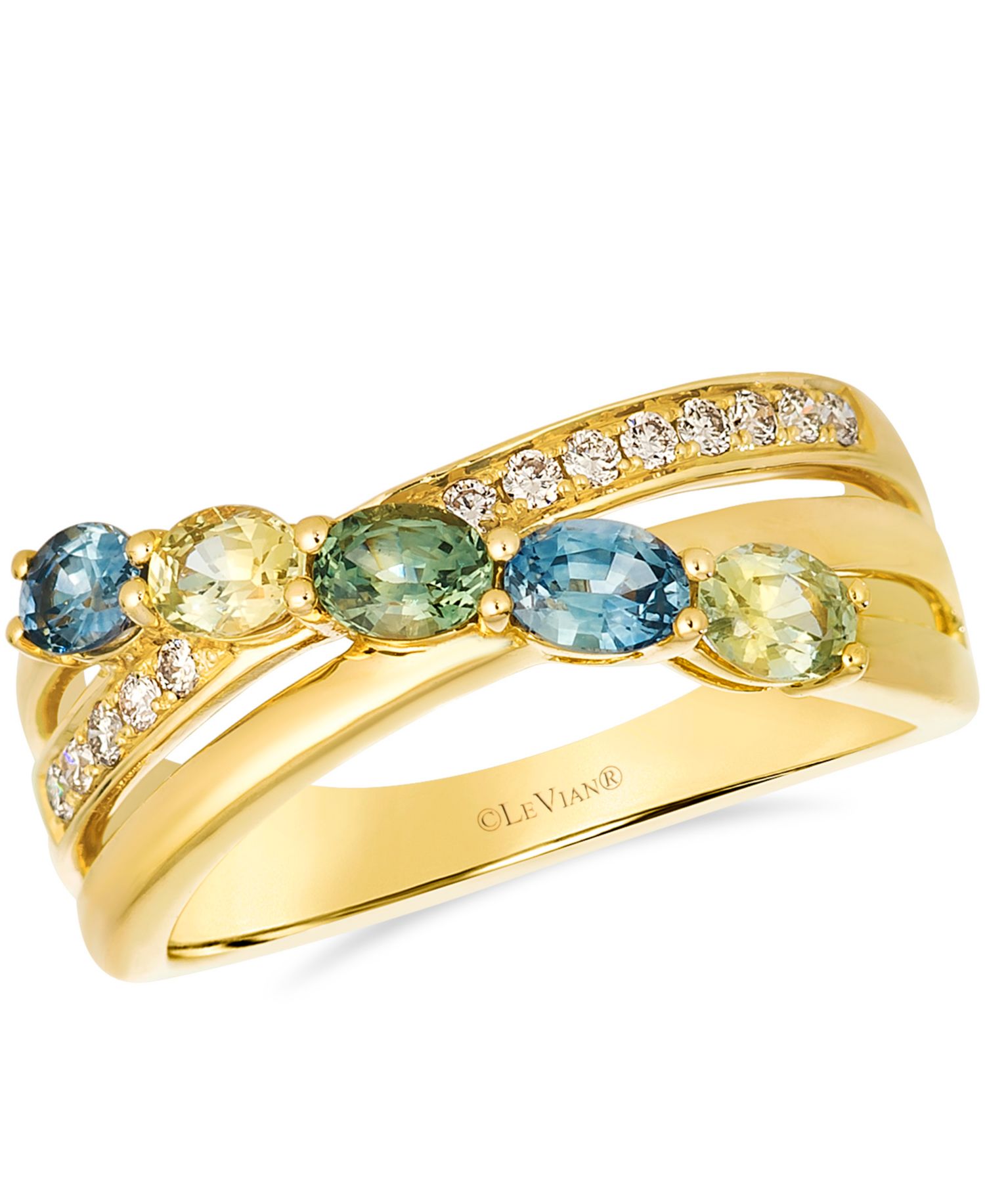 Montana Sapphire (0.96 ct. t.w.) and Nude Diamond (0.13 ct. t.w.) Ring in 14k Honey Gold
