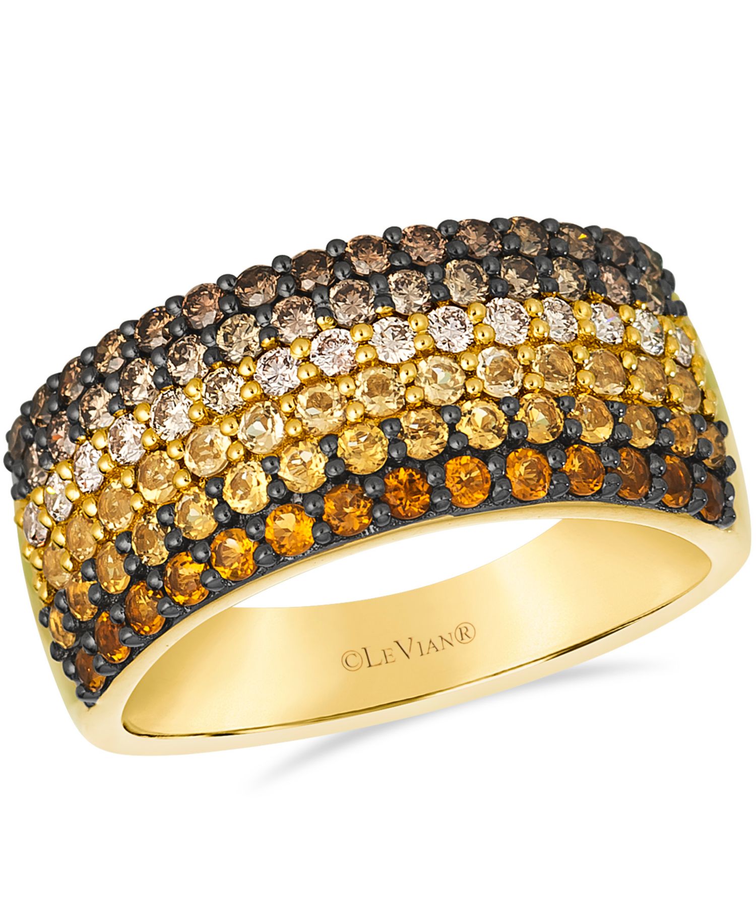 Citrine Ombre (0.55 ct. t.w.) and Chocolate Diamond (0.63 ct. t.w.) Ring in 14k Honey Gold