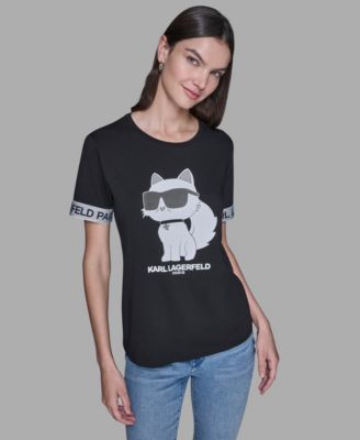 KARL LAGERFELD PARIS - Women's Choupette Printed Short-Sleeve T-Shirt