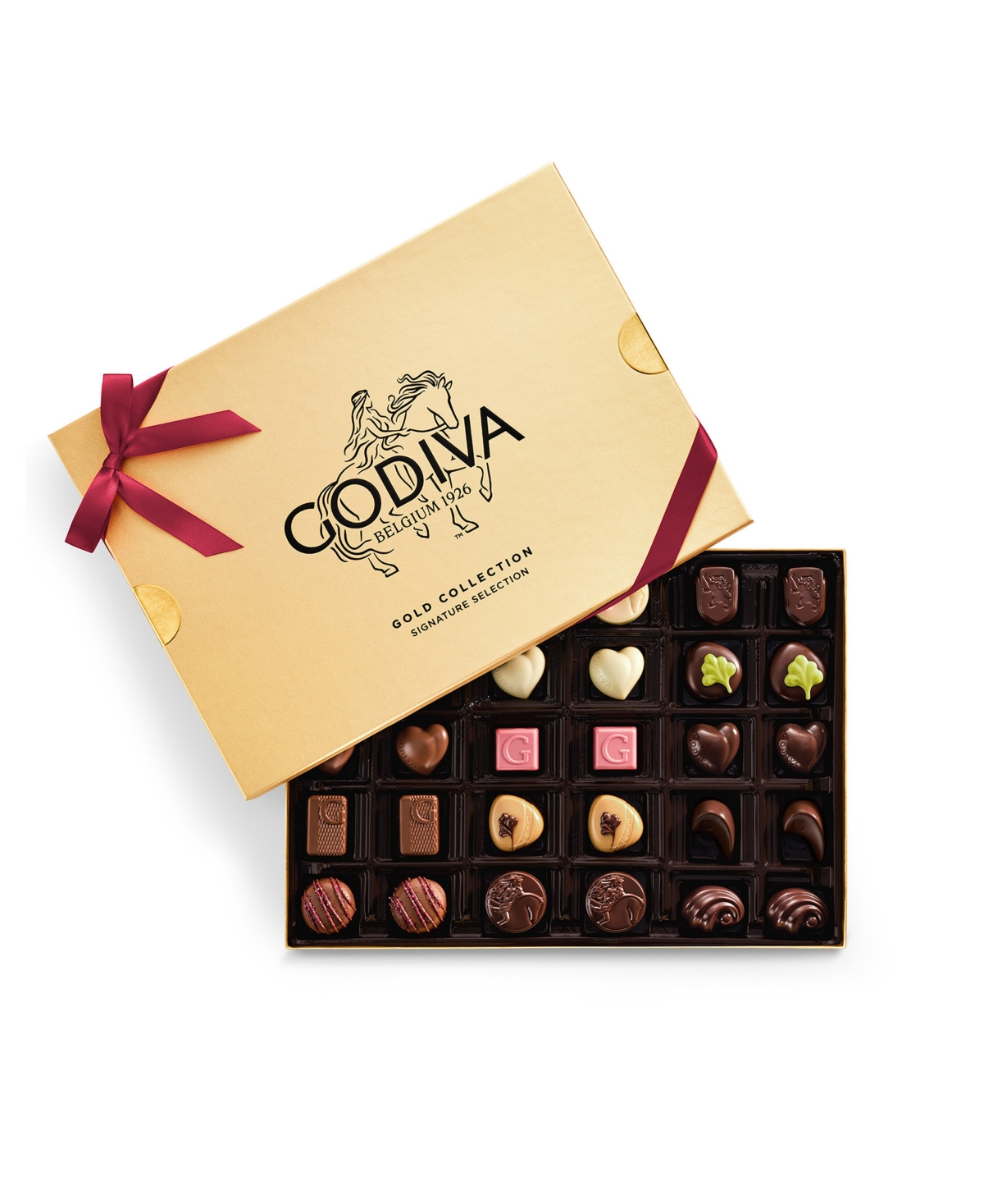 Godiva Assorted Chocolate Gift Box with Ribbon, 30-Pc - Wine