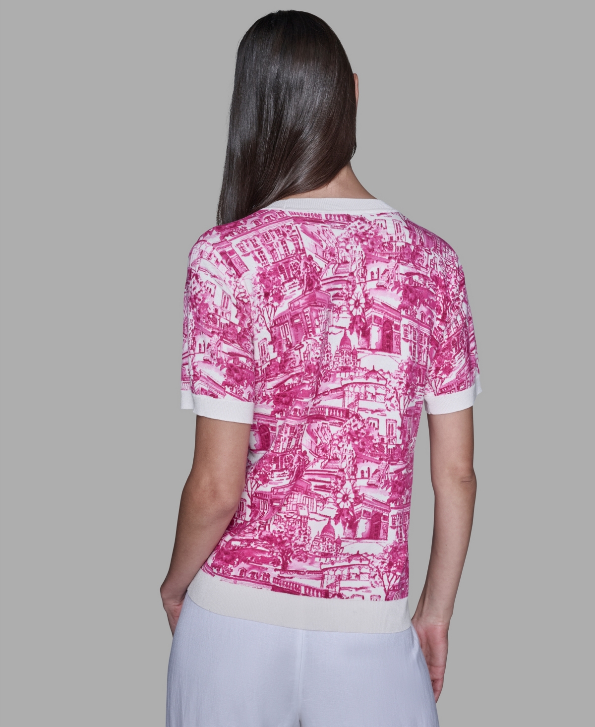 Karl Lagerfeld Paris Women's Printed Short-Sleeve Top