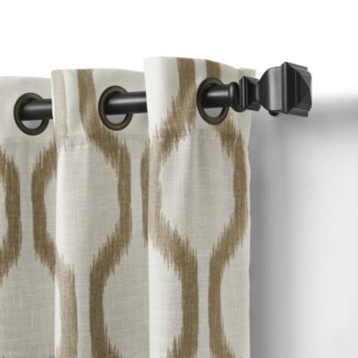 Renzo Ikat Geometric Linen Room Darkening Window Curtain