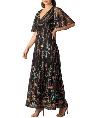 Women's Embroidered Elegance Evening Gown with Sleeves