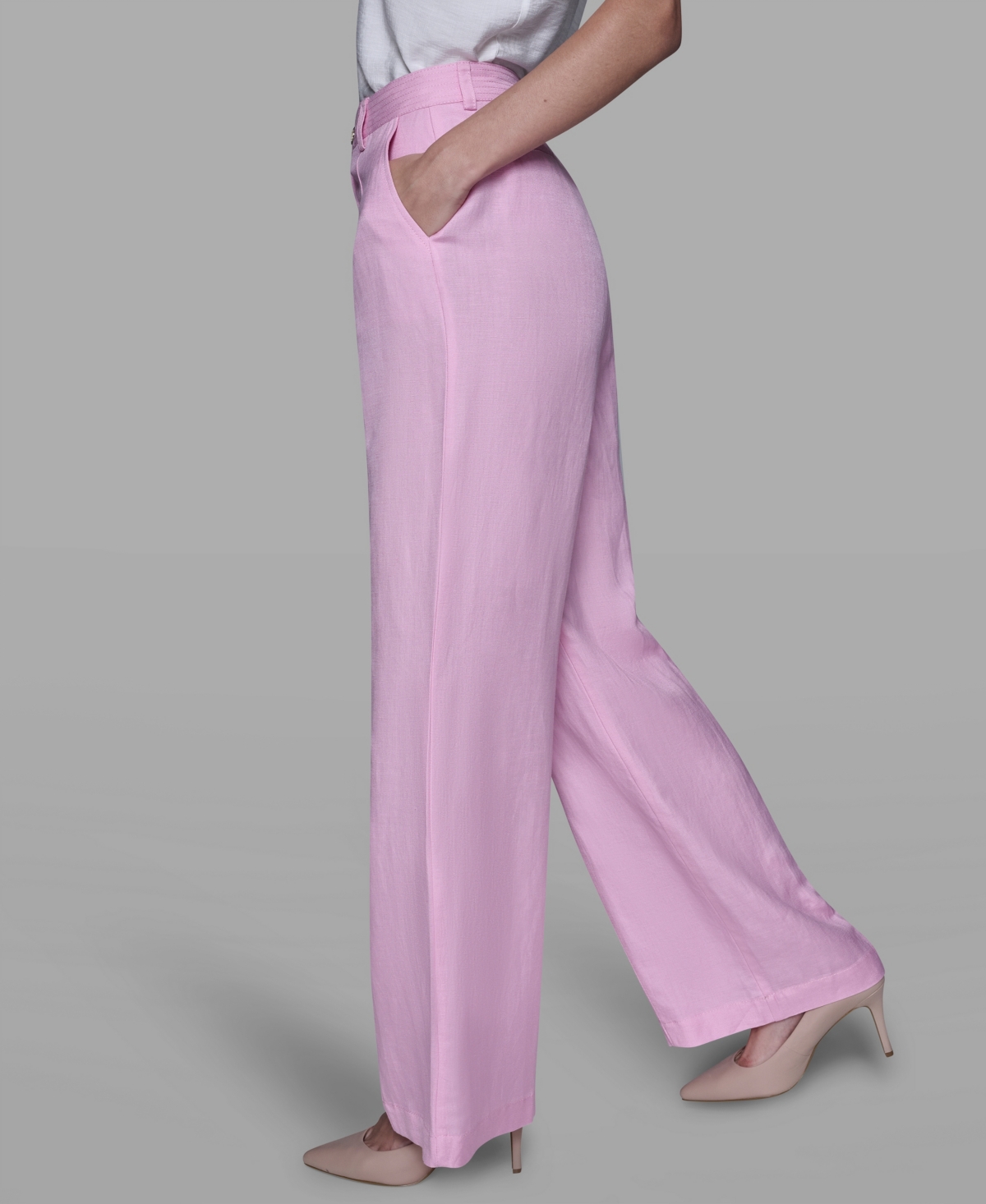 Karl Lagerfeld Women's Straight Pocket Detail Pants In Pink