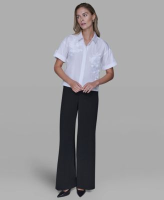 Women's Solid Floral Top