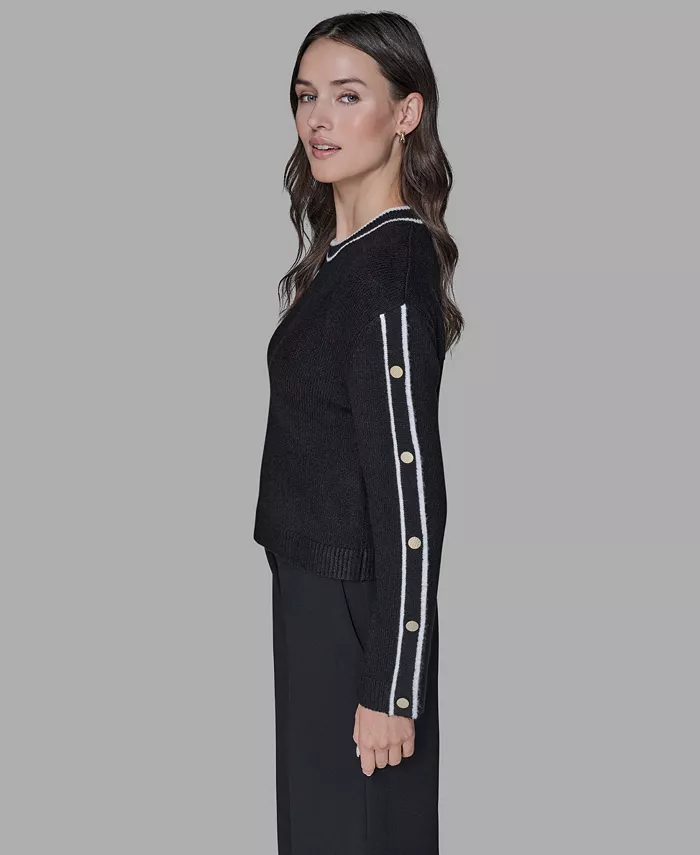 Women's Contrast Trim Pull-On Sweater - thumbnail 2