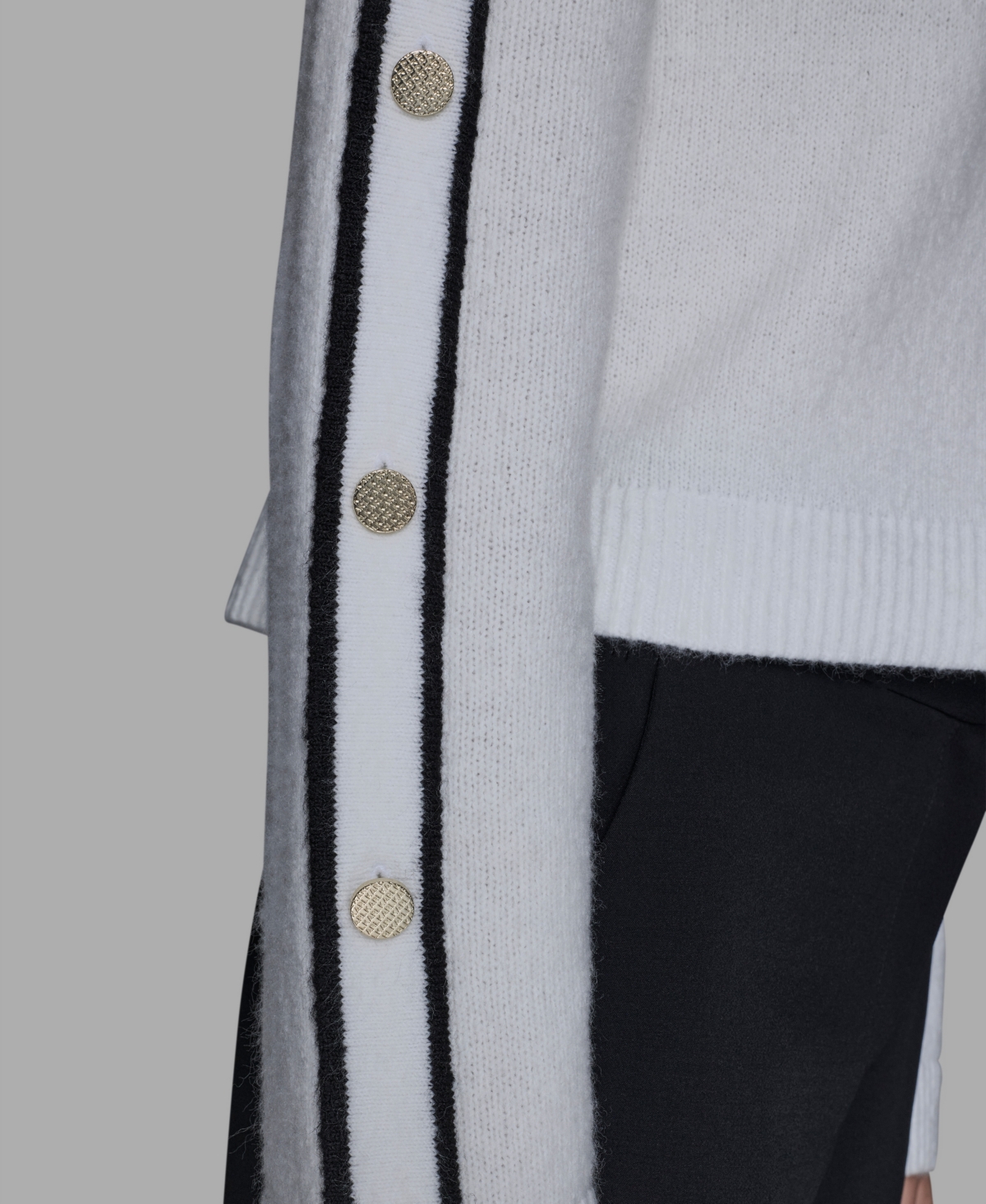 Karl Lagerfeld Women's Contrast Trim Pull-on Sweater In Gray