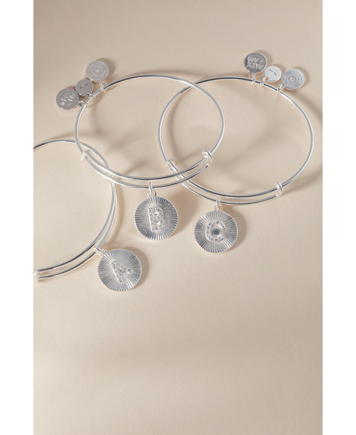 Pave Starburst Texture Initial Bangle Bracelet M