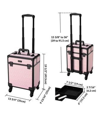 Rolling Makeup Case on Wheels Travel Suitcase Salon Art Deco Bloom
