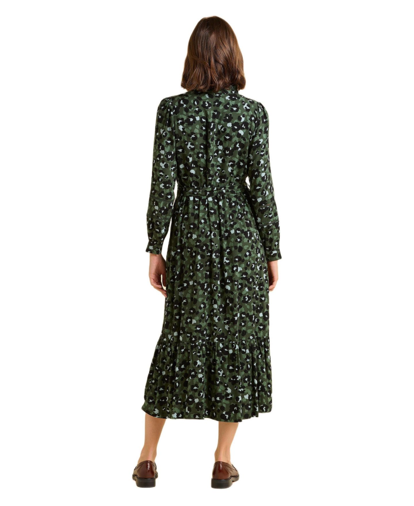 Женское платье Brakeburn Luna Long Sleeve Button Midi, цвет: Зелёный — фото 3
