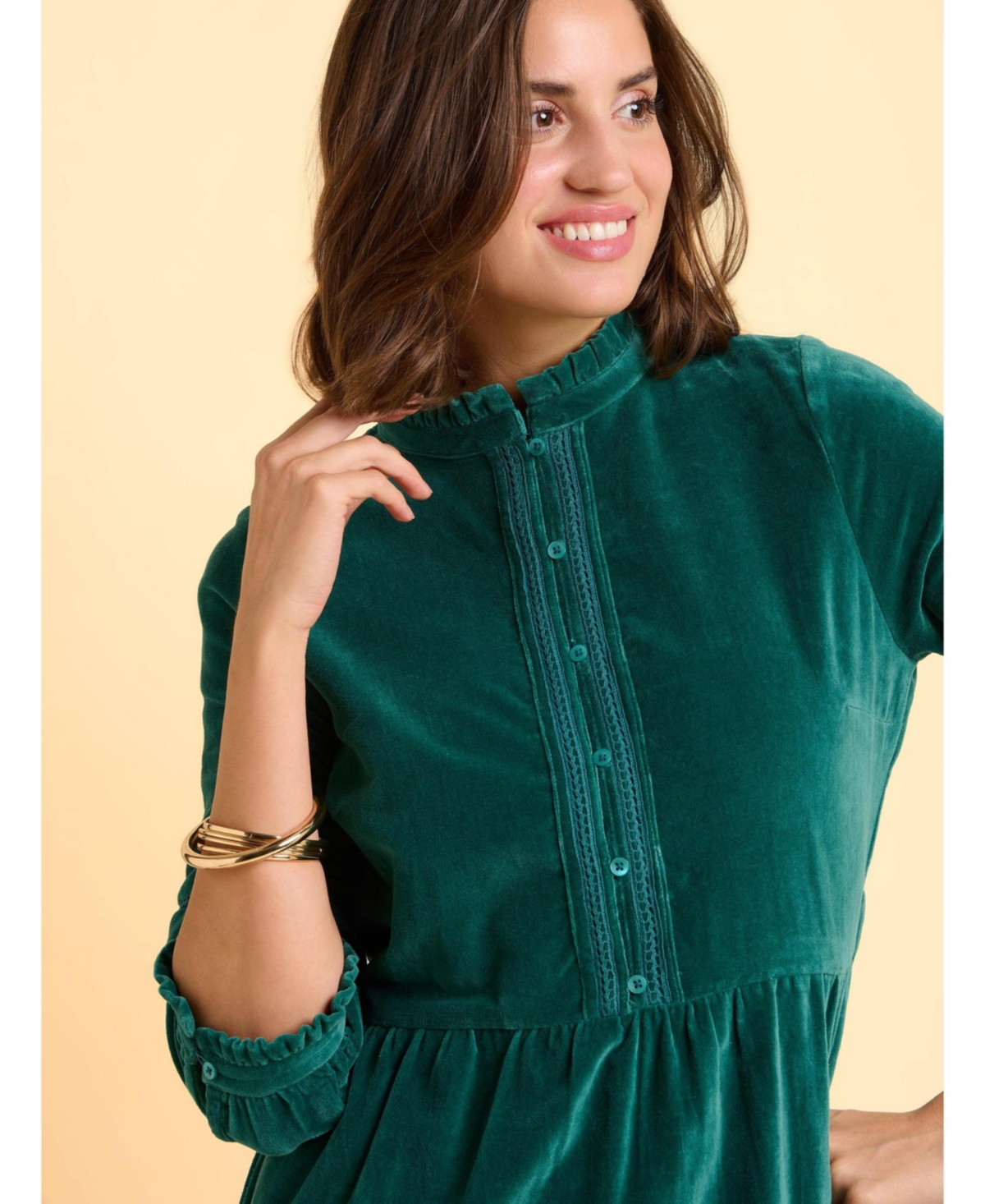 Brakeburn Women's Starry 3/4 Sleeve High Neck Midi Dress