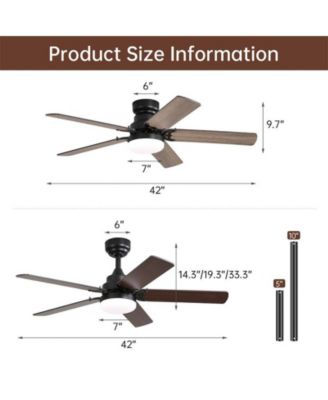 42 Inch 5 Blade Ceiling Fan with LED Lights and Remote Control