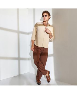 Men's Butter Yellow Stripe-Creased Shirt