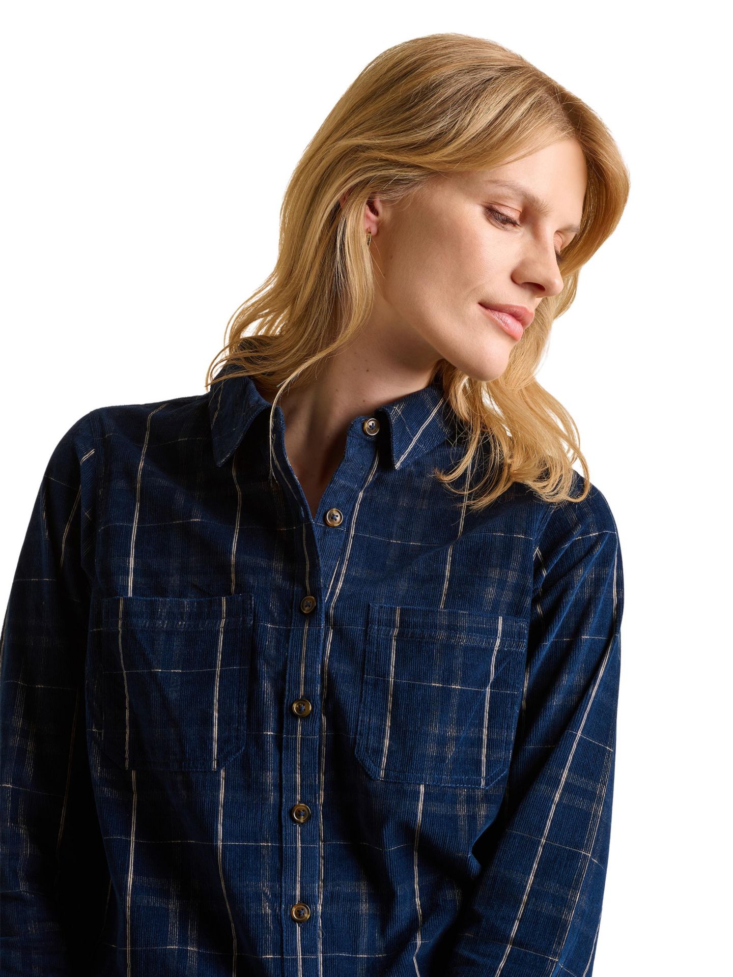 Женская рубашка Brakeburn Frances Long Sleeve Checked, цвет: Синий — фото 4