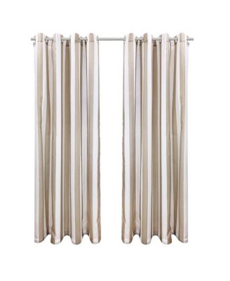 Commonwealth Seascapes Stripes Light Filtering Satiny Look Provide Privacy Grommet Outdoor Panel Pair Each 50" x 84" Linen
