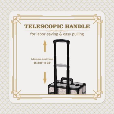 Rolling Makeup Train Case Cosmetology Organizer Box Art Deco Graphite