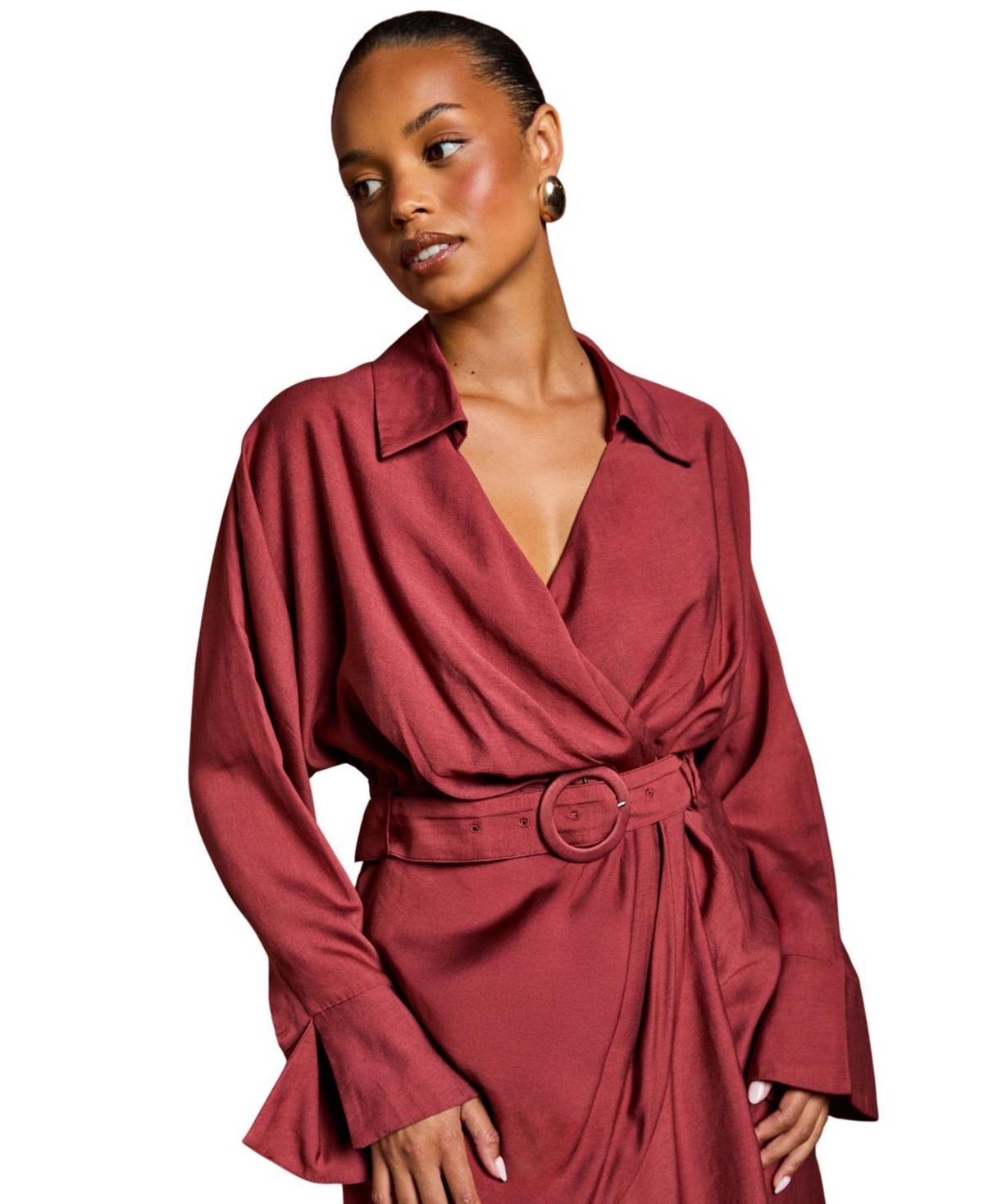 Coast Women's Long Sleeve Wrap Dress With Belt