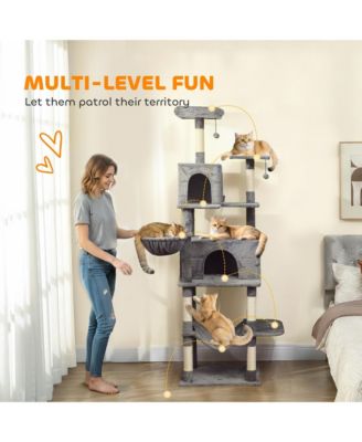 Multi-Level Cat Tree with 2 Condos, 80" Tall Cat Tower for Indoor