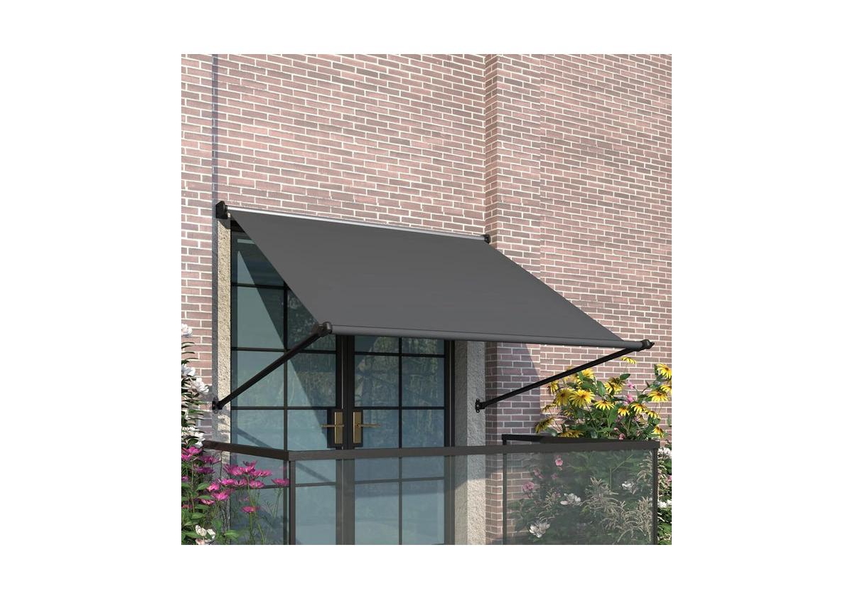 Aecojoy Retractable Awning, 65"x80" Manual Outdoor Awnings for Door Entrance, Sun Shade Canopy