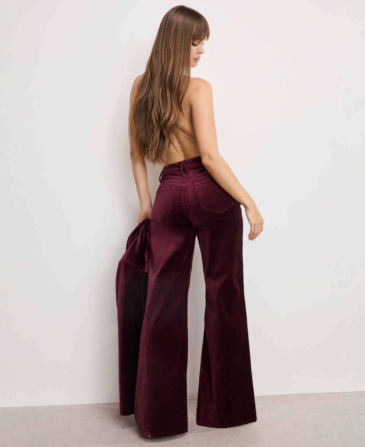 Good American Women's Velvet High Rise Palazzo Jeans