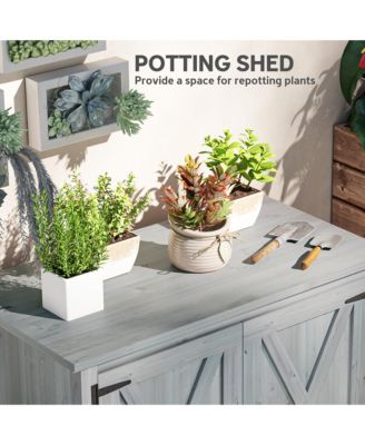 Wood Outdoor Storage Cabinet Potting Shed with Shelf,