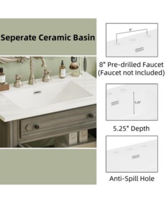 31" Vintage Bathroom Vanity with Sink, Soft-Close Doors, Curved Profile & Adjustable Shelf
