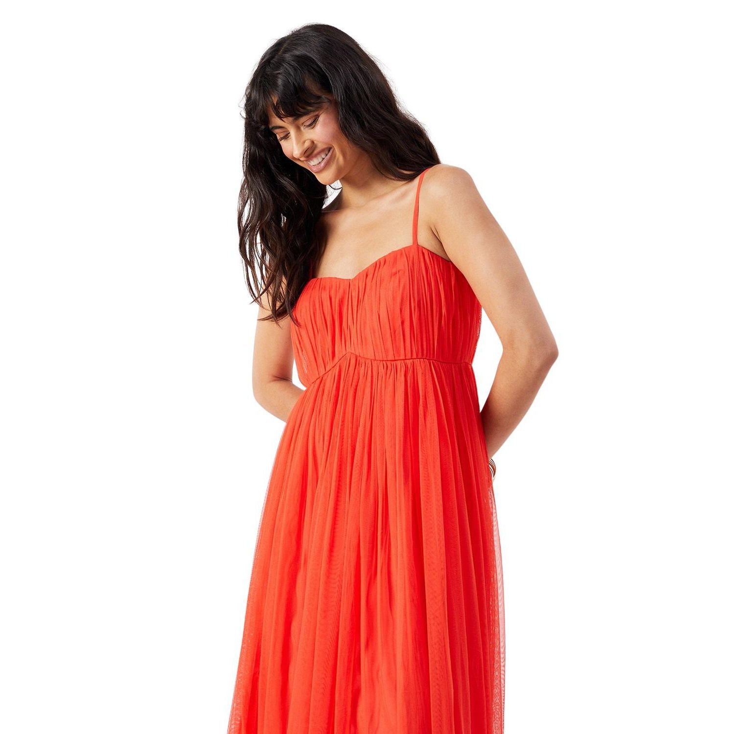 Women's Tulle Strappy Bandeau Maxi Dress