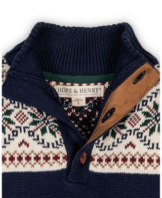Little and Big Boys' Organic Mock Neck Intarsia Sweater