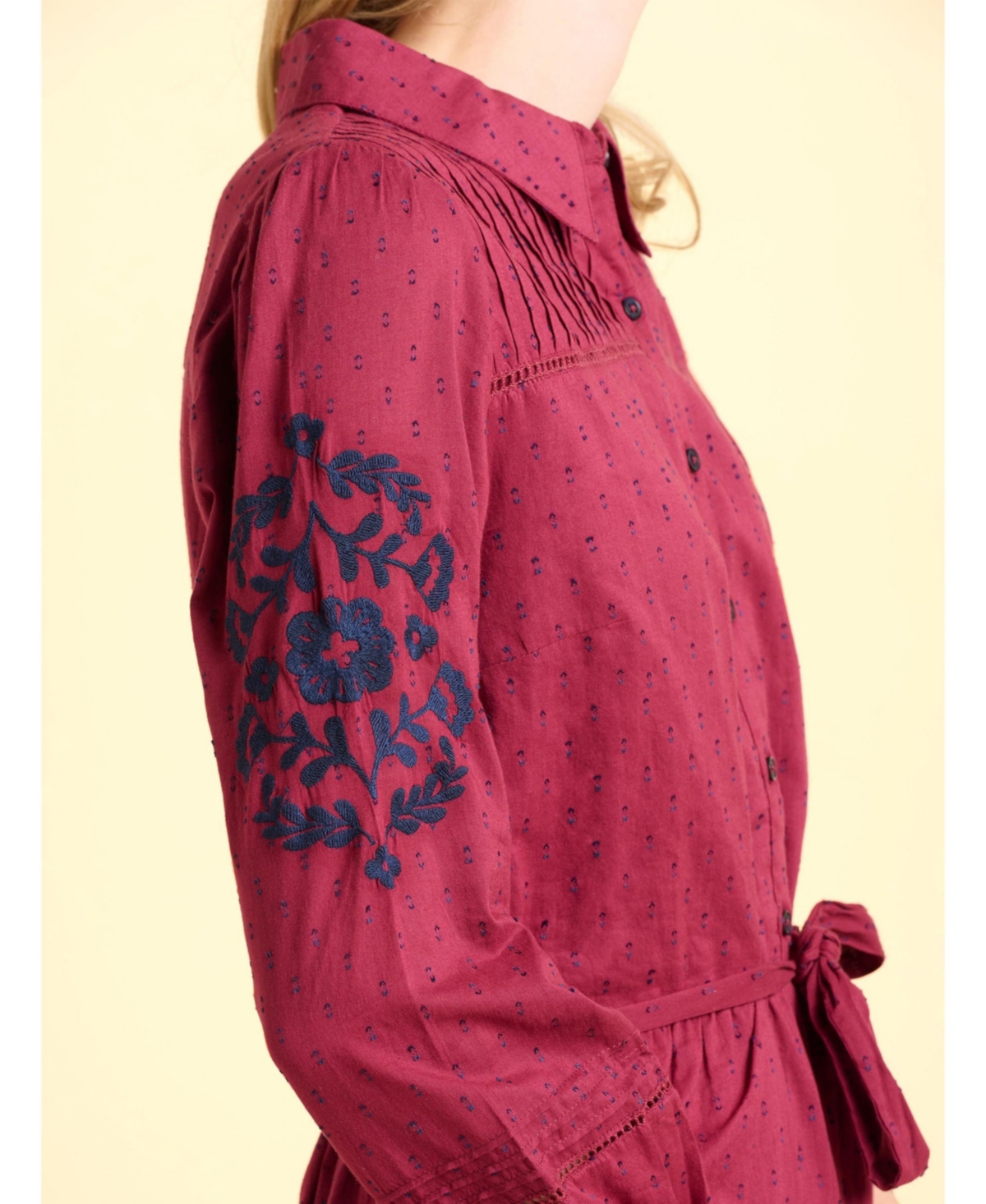 Brakeburn Women's Embers Long Sleeve Tie Waist Midi Dress