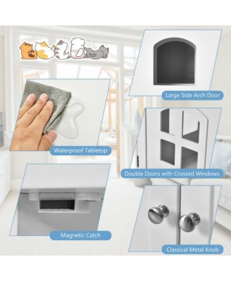 Large Wooden Cat Litter Box Enclosure Hidden Cat Washroom w/ Divider