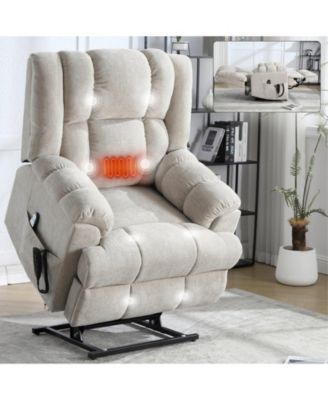 Dual Motor Heat Massage Infinite Position Up to 350 LBS Electric Power Lift Recliners with Power-Remote, Medium-firm and Heavy Duty, Red