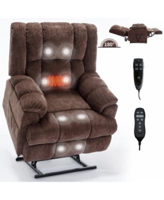 Dual Motor Heat Massage Infinite Position Up to 350 LBS Electric Power Lift Recliners with Power-Remote, Medium-firm and Heavy Duty, Red