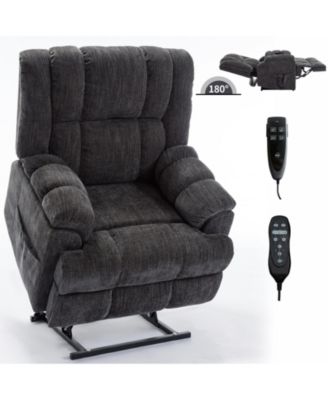 Dual Motor Heat Massage Infinite Position Up to 350 LBS Electric Power Lift Recliners with Power-Remote, Medium-firm and Heavy Duty, Red