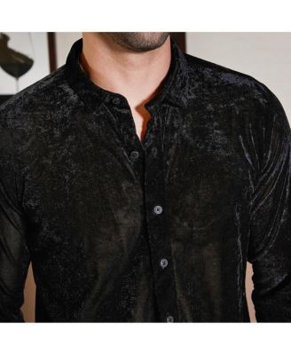 Men's Onyx Black Solid Velvet Shirt