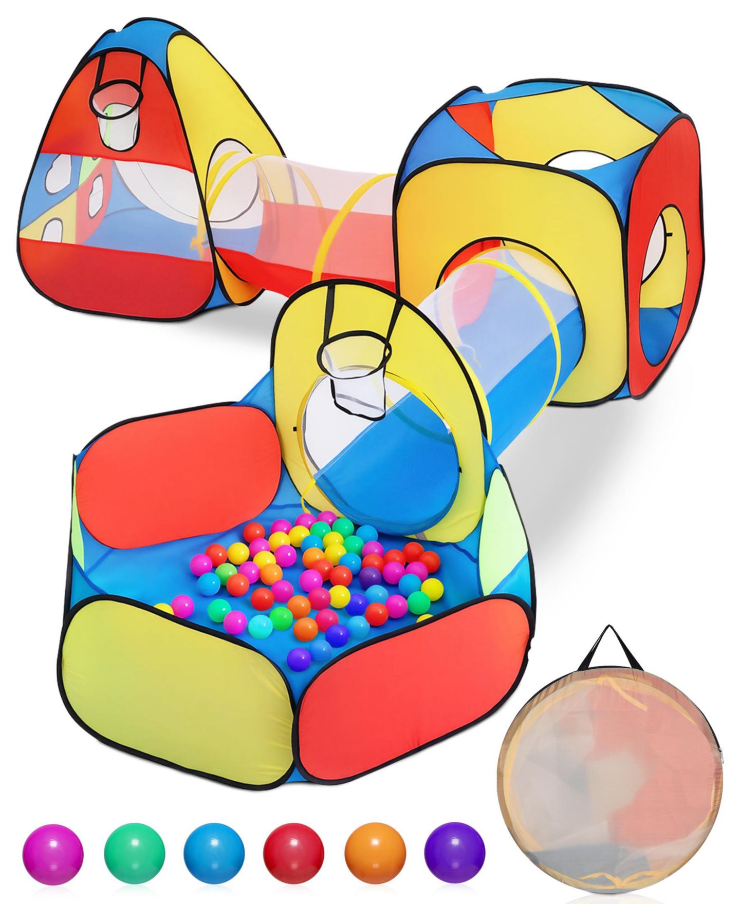 Детские игрушки SUGIFT 3-in-1 Pop-up Basketball Hoop Play Set, 5-Piece, Ages 3+, цвет: Красный — фото 1