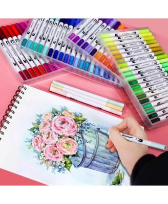 24 Colors Art Markers, Colorful Watercolor Fineliners for Painting Stationery Coloring, Comics Art Supplies