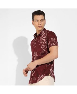 Men's Brown Ethnic Motif Shirt