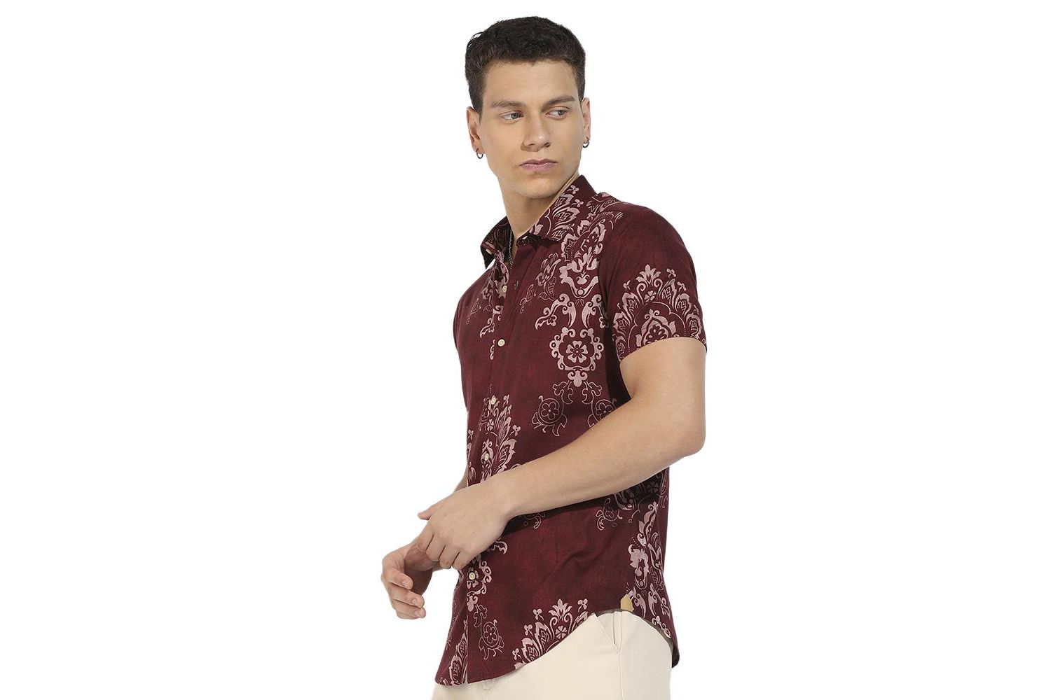 Men's Brown Ethnic Motif Shirt