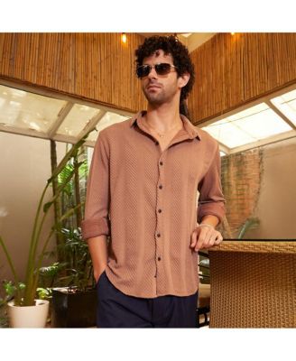 Men's Tan Brown Scale-Tactile Shirt