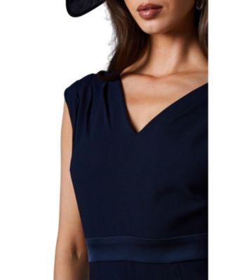 Women's Satin Back Crepe Peplum Dress