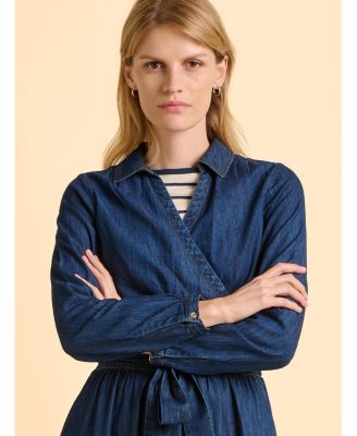 Women's Fern Long Sleeve V-Neck Shirt Midi Dress