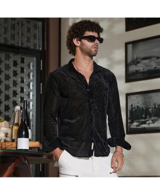 Men's Onyx Black Solid Velvet Shirt