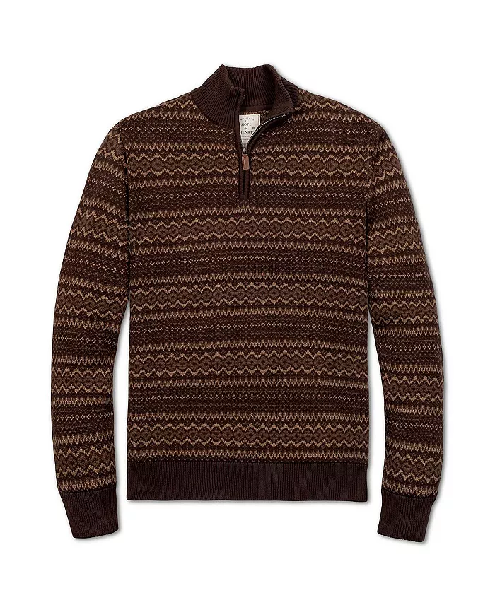 Men's Organic Half Zip Intarsia Pullover Sweater - thumbnail 3